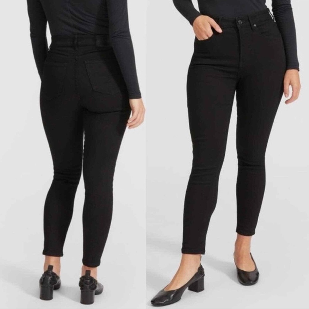 EVERLANE CURVY STRETCH HIGH RISE SKINNY CROP JEANS BLACK 26